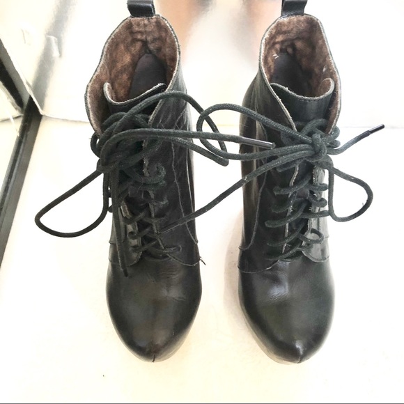 SUPER tall wooden platform leather booties - Picture 3 of 7